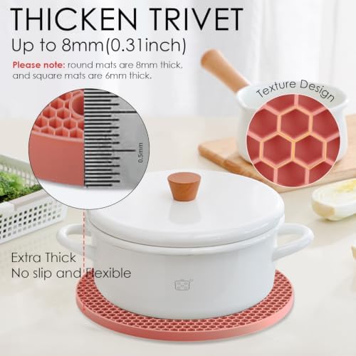 4 Pack Trivets for Hot Dishes, Silicone Pot Holders Hot Pads for Kitchen, Silicone Trivets for Hot Pots and Pans, Hot Plates to Protect Table Quartz Countertops Heat Resistance to 450°F, Nordic Orange - Image 2
