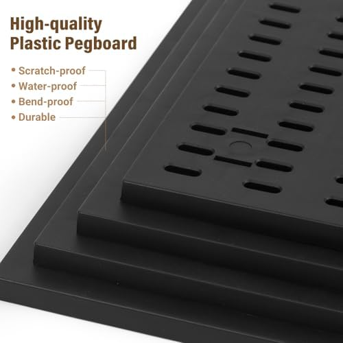 AKTOP Modular Plastic Peg Board Wall Organizer, 4 Pack, 12"x12", Black - Image 4