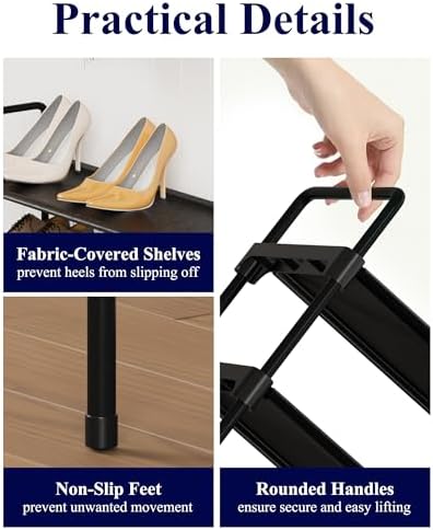 Kitsure Long Shoe Rack for Closet, 36.1" Wide - 2 Tiers, Black - Image 6