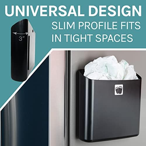 JS Jackson Supplies Black Lint Bin with Magnetic Back (Set of 2), Large and Small Space Saving Trash Bins and Organizers for Laundry Room and Kitchen, Wall Mountable - Image 5