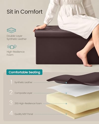 SONGMICS Storage Ottoman Bench, 30 Inches Folding Foot Rest Stool - Image 4