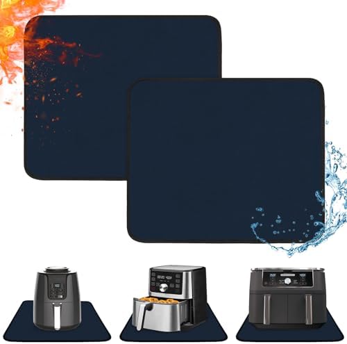 2 PCS Heat Resistant Mats for Countertop Air Fryer, 18x15in, Blue by Amerbro