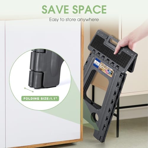 ACKO 17.5" Folding Step Stool, 400 lbs Capacity with Safety Lock, Dot Gray - Image 4