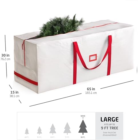 Zober Large Christmas Tree Storage Bag - Fits 9 Ft Artificial Trees - Plastic, Waterproof Christmas Tree Bag For Storage Box For Xmas - Strong, Durable Handles - Label Card Slot - White - Image 4