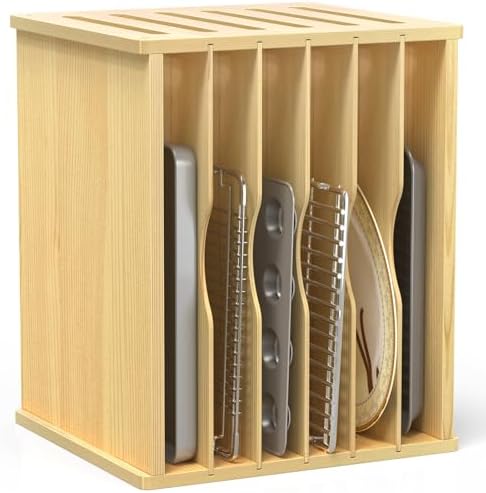 7 Tier Large Size Wooden Tray Dividers for Cabinets, Cookie Sheet Organizer by sandpaint