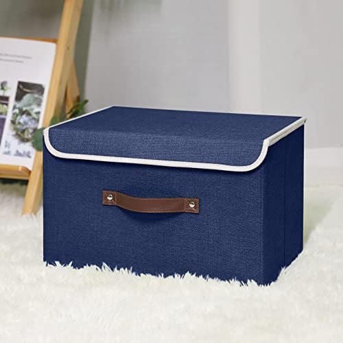 ANMINY Fabric Storage Box Bins with Lids, Blue, 15"x10"x10" - Image 6