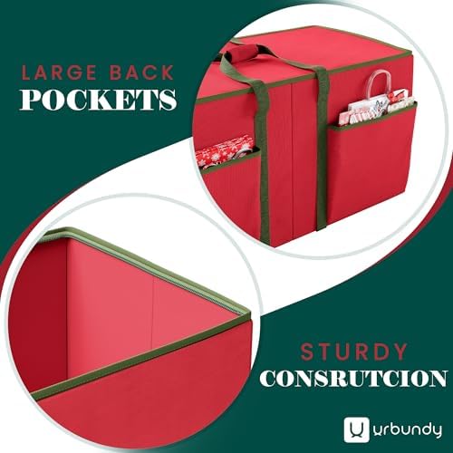 Christmas Ornament Storage Box - Red, Fits 128 Ornaments - Organizer With Dividers & Handles - Image 4