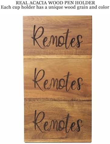 LBEMEY Acacia Wood TV Remote Holder, Caddy and Organizer for Table, Vintage Farmhouse Desk Caddy (Brown, 4+ Remotes) - Image 6