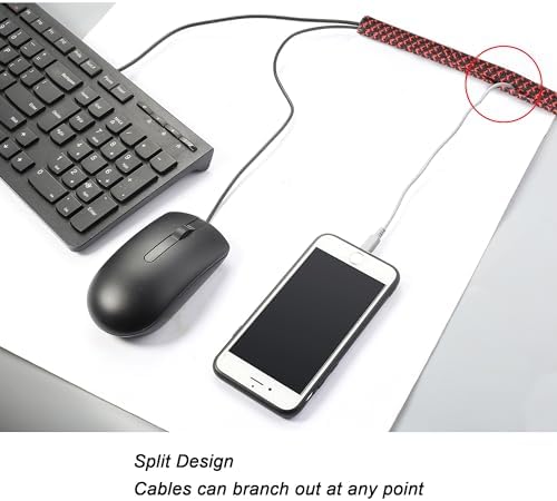 Cable Management Sleeve, Split Design, 25FT - 1/2 Inch, Black/Red - Image 3