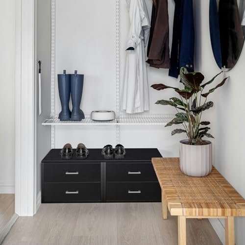 BOLUO Stackable Storage Drawers Closet Organizers and Storage Fabric 2 Drawer Dresser for Bedroom Office Black Modern - Image 2