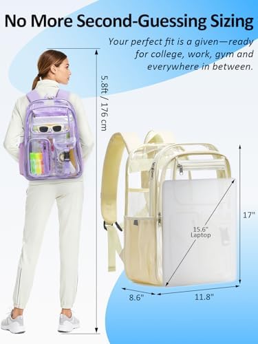 Clear Backpack for School, 17" Heavy Duty Double-Layer Clear Bookbag - Image 3