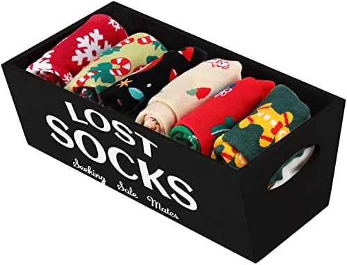 Blulu Lost Socks Basket Sign Laundry Room Farmhouse Storage, Black by Blulu