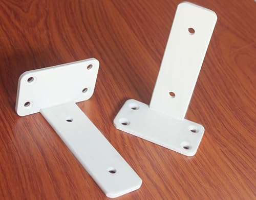 6 Pack - 6 inch White Hidden L Shelf Bracket (1/5 Inch Thicked) Iron Floating Shelf Brackets Rustic Industrial Metal Brackets for Shelf Support - Image 2