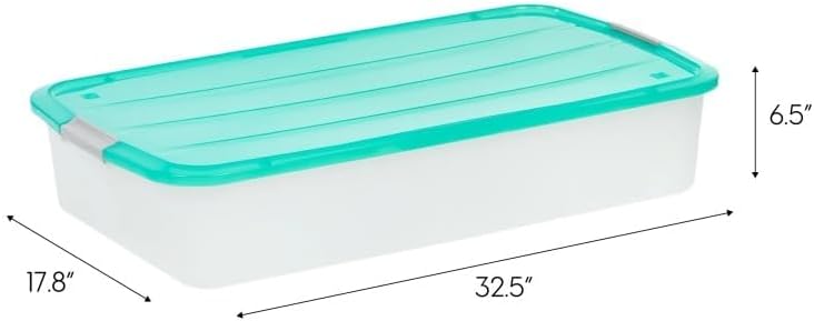 Under Bed Storage Bin Containers 56 Quart, Clear Plastic Box with Lid - Image 2