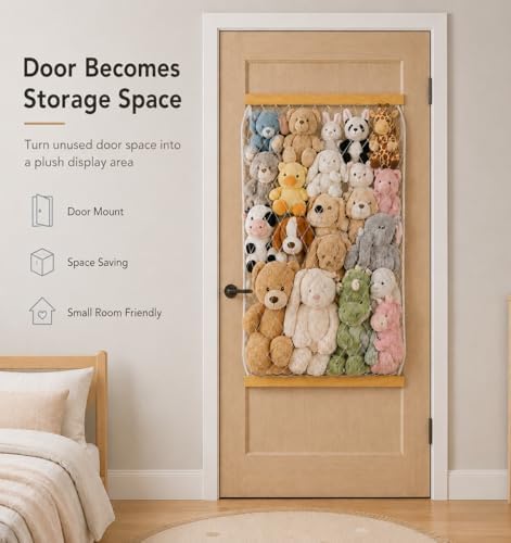 Stuffed Animal Storage Holder, Elastic Stuffed Animal Net,Door/Wall Mount Length Adjustable Hanging Stuffed Animal Organizer, Plushie Net for Nursery Play Room-Origin Boards Patent - Image 5