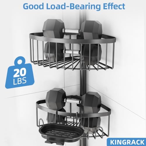 KINGRACK 4-Tier Tension Pole Shower Caddy,Corner Shelf for Storage, Black - Image 2