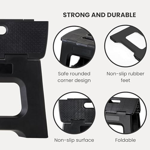 Vigar Compact Folding Step Stool, 9 in, Black, Up to 330 lb - Image 4