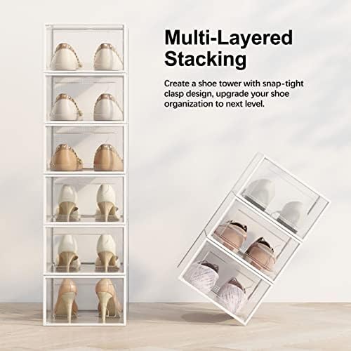 XX-Large Shoe Storage Boxes 12 Pack, Clear Stackable Shoe Organizer - Image 3