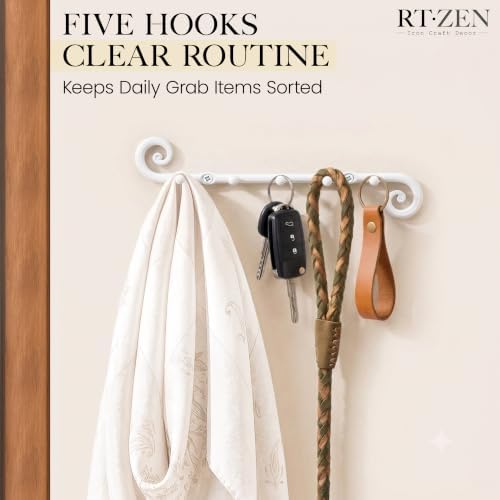 RTZEN Farmhouse Small Key Holder for Wall, Wrought Iron Wall Mount Rack - Image 3