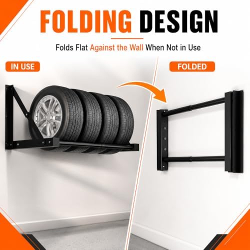 TRUSOON Wall-Mounted Folding Tire Rack, 600lb Capacity, 24-48 in Wide - Image 4