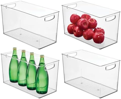 iDesign Plastic Storage Bin with Handles, Set of 4, Clear by iDesign