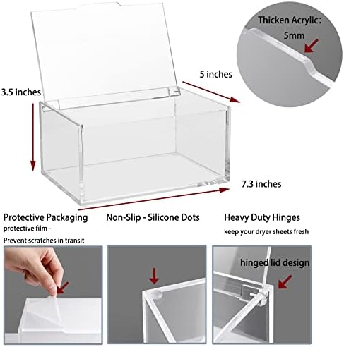 rejomiik Acrylic Dryer Sheet Holder, Dryer Sheet Dispenser with Lid, Clear - Image 6