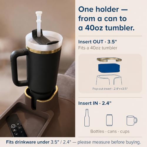 Couch Cup Holder Tray, Elimiko Silicone Anti-Spill and Anti-Slip Couch Drink Holder, Strong and Weighted Phone/Remote/Snacks Sofa Cup Holder (Brown) - Image 4