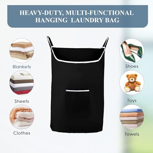 TFLC X-Large Hanging Laundry Hamper bag, 20x3.75x31", Black-XL - Image 5