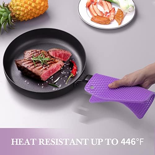Silicone Silicone Trivet for Hot Dishes, 4 Pack Purple Heat Resistant Silicone Hot Pads Pot Holders for Kitchen Counter Non-Slip Trivets for Hot Pots and Pans, Small Dish Drying Mat & Spoon Rest - Image 3