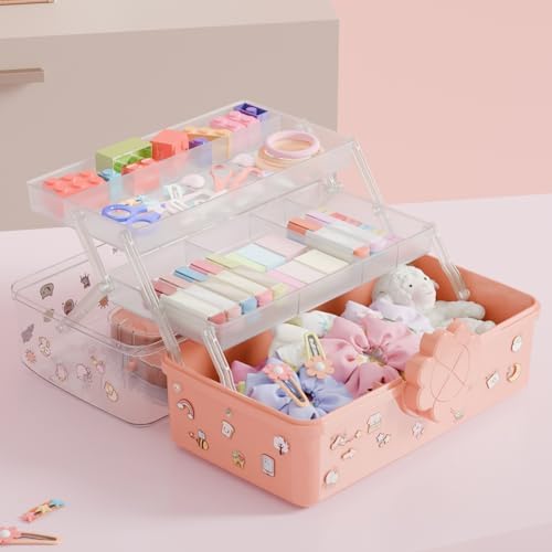 Covetree Three-Layer Multipurpose Storage Box with Handle – Ideal for Hair Accessories, Sewing Supplies, Art Supplies, Medicine, and Tools Organizer for Kids (transparent) - Image 7