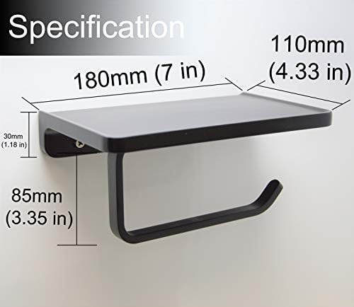 Linkaa Toilet Paper Holder with Phone Shelf,Black Toilet Tissue Dispenser - Image 2