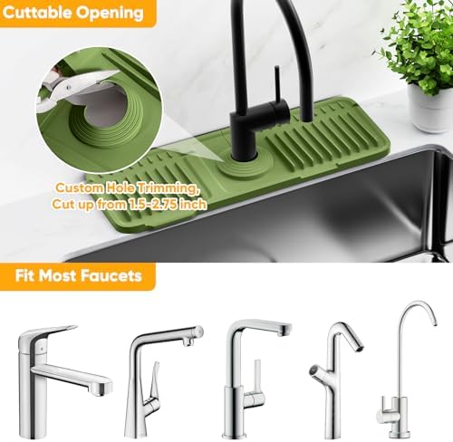 14.6 inch Faucet Mat for Kitchen Sink Splash Guard[7° Slope Fast Self-draining][Snap Lock Fit]Kitchen Sink Faucet Mat Splash Guard Kitchen Sink Area Water Splash Guard Behind Faucet Draining Mat - Image 6