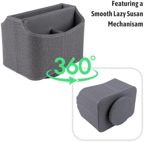 Remote Control Holder, Spinning Desk Organizer with 5 Compartments - Image 3