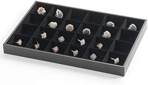 Stratalife 24 Grid Velvet Jewelry Organizer Tray, 13.8" x 9.4" x 1.2" - Image 3