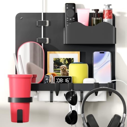 Bedside Shelf, Dorm Room Essentials Metal Floating Shelves (Black) by CouchCupHolder