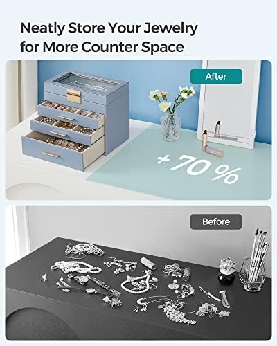 SONGMICS Jewelry Box Organizer, 4-Layer Storage with 3 Drawers, Glass Lid - Image 7