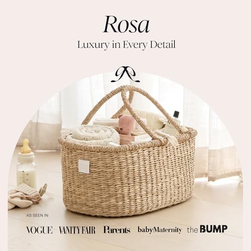 BEBE BASK Premium Baby Diaper Caddy Organizer Basket with Cotton Divider - Image 2