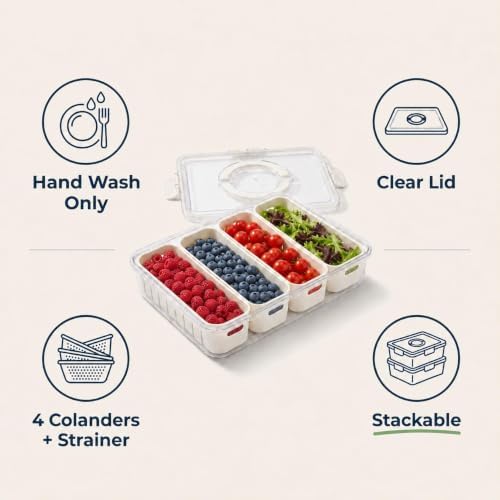 [Hand Wash Only] Salad Bar Containers for Fridge, Veggie Containers for Refrigerator, Salad Prep Containers for Fridge, Veggie Tray with Lid, Storage & Organizer for Fruit, Berry, Produce Keeper - Image 4