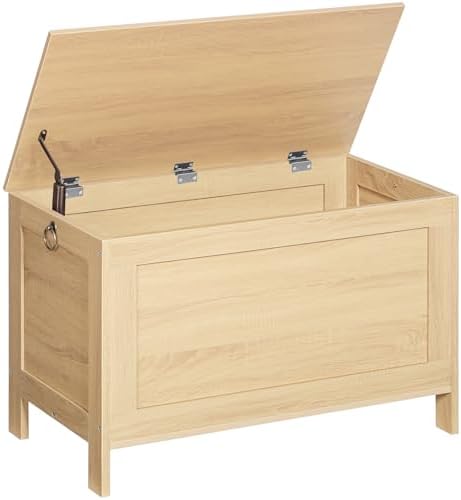 HOOBRO Toy Box, Retro Wooden Look Storage Chest with Safety Hinge, Entryway Storage Bench Supports 330 lb, 29.9 x 15.7 x 18.9 Inches Toy Chest Organizer, Easy Assembly (Natural) NL75CW01G2 by HOOBRO