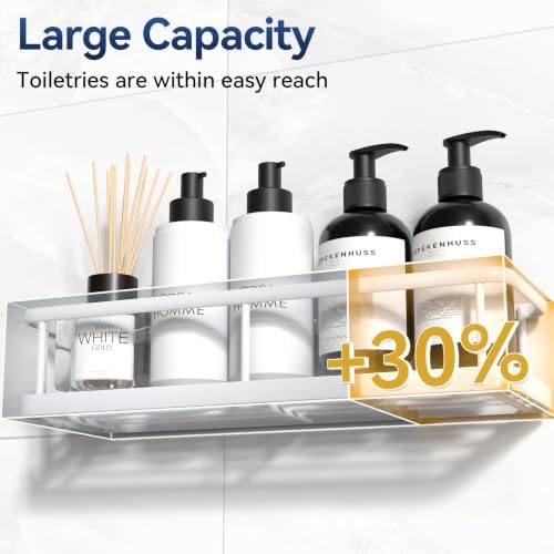 YASONIC Shower Caddy Adhesive, Rustproof Shower Organizer, Large Capacity Shower Shelves for Inside Shower, No Drilling Bathroom Organizers and Storage for Home Decor - Image 3
