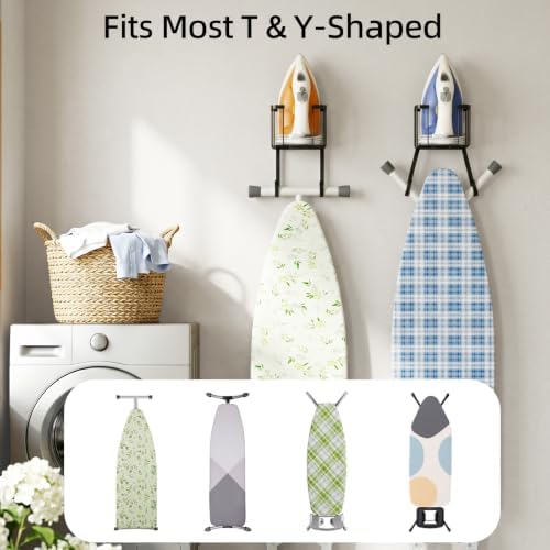 TJ.MOREE Ironing Board Door Hanger with Basket, Laundry Storage, Black - Image 4