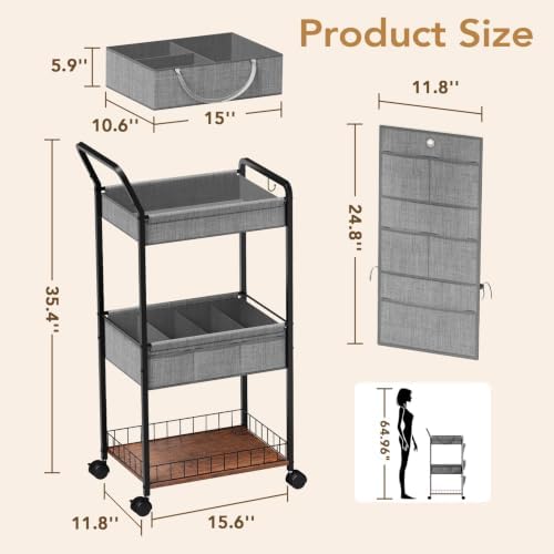 BBLIKE Diaper Caddy Organizer, Baby Cart with Basket and Side Pockets - Image 2