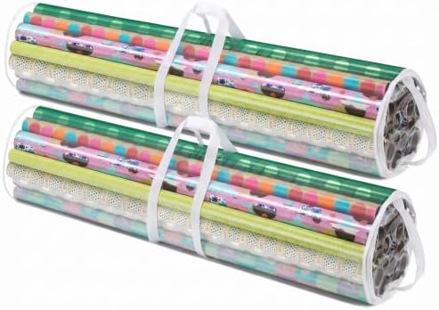 Whitmor Gift Wrap Organizer 41 Inch, Clear/White (Pack of 2) by Whitmor