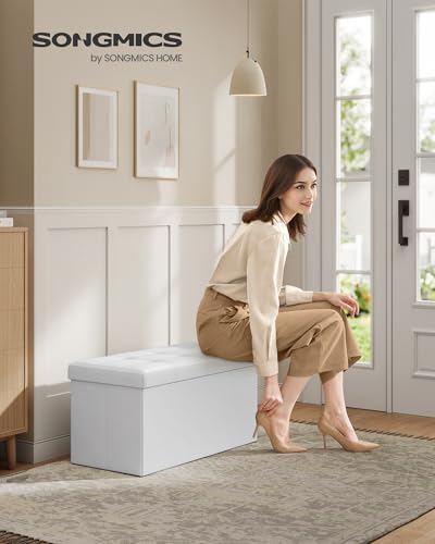 SONGMICS Storage Ottoman Bench, 30 Inches Folding Foot Rest Stool - Image 2