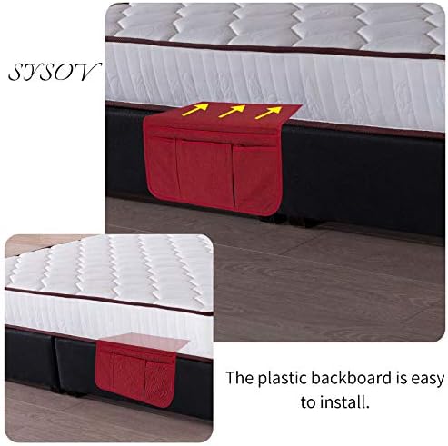 Bedside Caddy Bedside Storage Organizer Magazine Phone Tablet iPad Remote Holder, Organizer Caddy for Home College Dorm Bed, Sofa, Bunk Bed (Burgundy) - Image 4