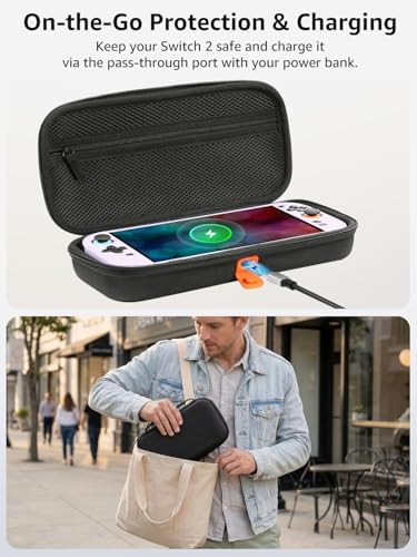 ACAQAUI All-in-One Carrying Case Only Compatible with Nintendo Switch 2, 2-in-1 Design — Heavy-Duty & Shockproof Travel Bag for Full System, Detachable Slim Case for Daily Use, Built-in Charging Port - Image 5