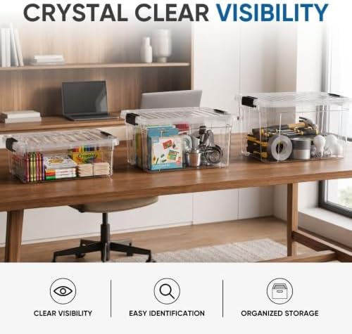 Superio 7.4 Quart Clear Plastic Storage Bin with Lid, Stackable Organizer Box, BPA-Free Storage Container for Home, Garage, School & Office, 1 Pack - Image 6