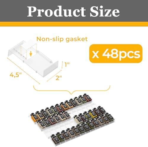 Famhap Spice Drawer Organizer 48 PCS, Expandable 2"-96" - Image 2