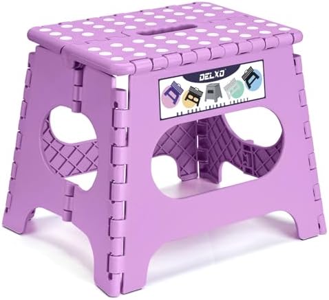 Delxo Folding Step Stool 11 Inch,300 Lbs Step Stool for Kids&Adults Purple by Delxo