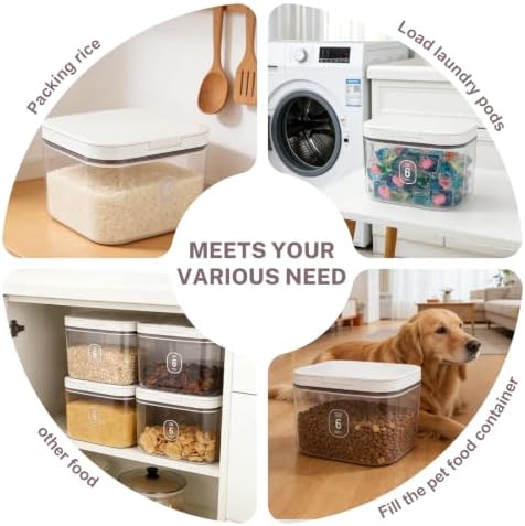 LEAWALK 6 Lbs Airtight Dog Cat Pet Food Storage Container PopTop White - Image 3